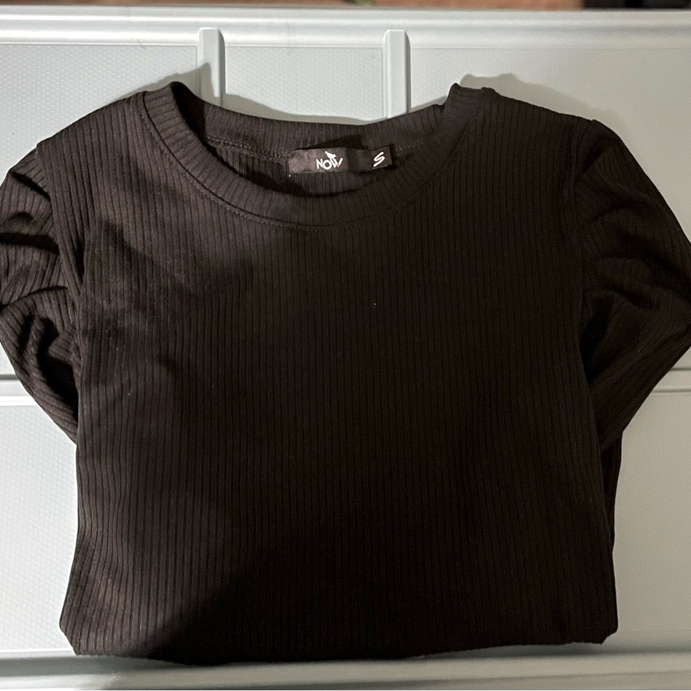 Women’s Puffed Sleeve Black Long Sleeve Top NWOT - Picture 3 of 6